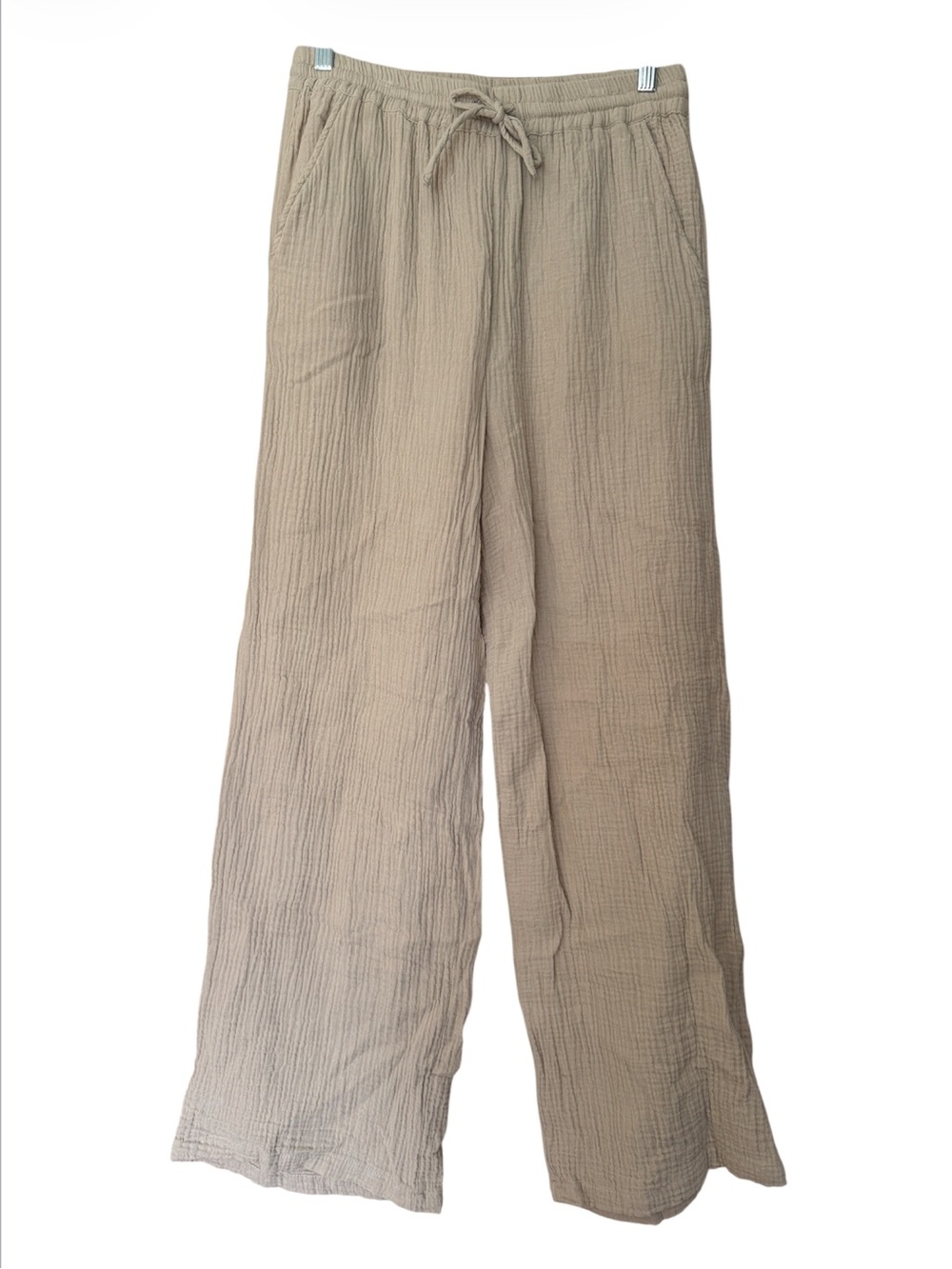 Cotton seersucker wide leg pants